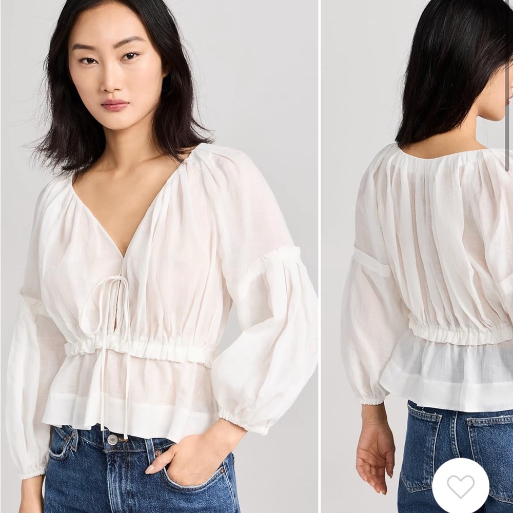 A.L.C. Cream V-Neck Blouse